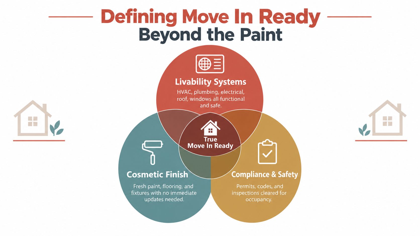 A Venn diagram showing that True Move In Ready homes combine Livability Systems, Cosmetic Finish, and Compliance & Safety.
